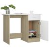 vidaXL Desk White and Sonoma Oak 100x50x76 cm Engineered Wood