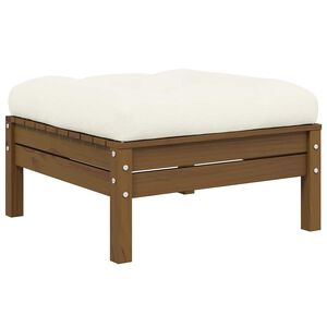 vidaXL Garden Footstool with Cream Cushion Honey Brown Solid Pinewood