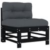vidaXL 6 Piece Garden Lounge Set with Cushions Black Solid Wood