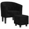vidaXL Tub Chair with Footstool Black Velvet