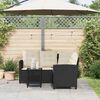 vidaXL Garden Sofa with Table&Cushions L-shaped Black Poly Rattan