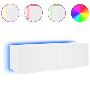 vidaXL TV Wall Cabinet with LED Lights White 100x35x31 cm