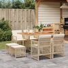 vidaXL 9 Piece Garden Dining Set with Cushions Beige Poly Rattan