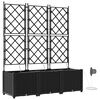 vidaXL Garden Planter 3 pcs Black 120 x 40 x 142 cm PP