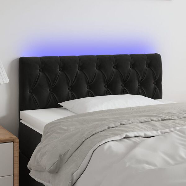 vidaXL LED Headboard Black 100 cm Velvet
