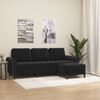 vidaXL 3-Seater Sofa with Footstool Black 180 cm Velvet