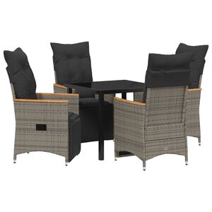 vidaXL Garden Dining Set 5 pcs Grey Poly Rattan