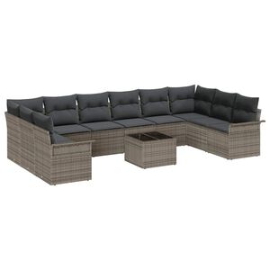 vidaXL Garden Sofa Set 11 pcs Black Poly Rattan