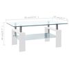 vidaXL Coffee Table White and Transparent 95x55x40 cm Tempered Glass