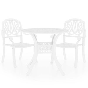 vidaXL 3 Piece Bistro Set Cast Aluminium White