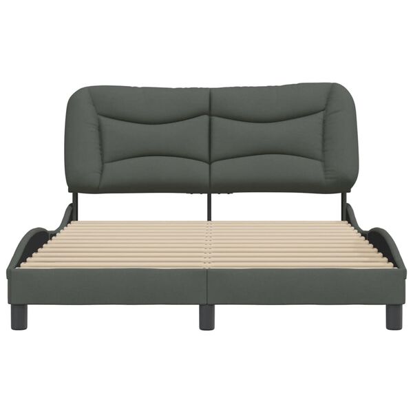 vidaXL Bed Frame without Mattress "Hvar" Dark Grey 152x203 cm Queen Fabric