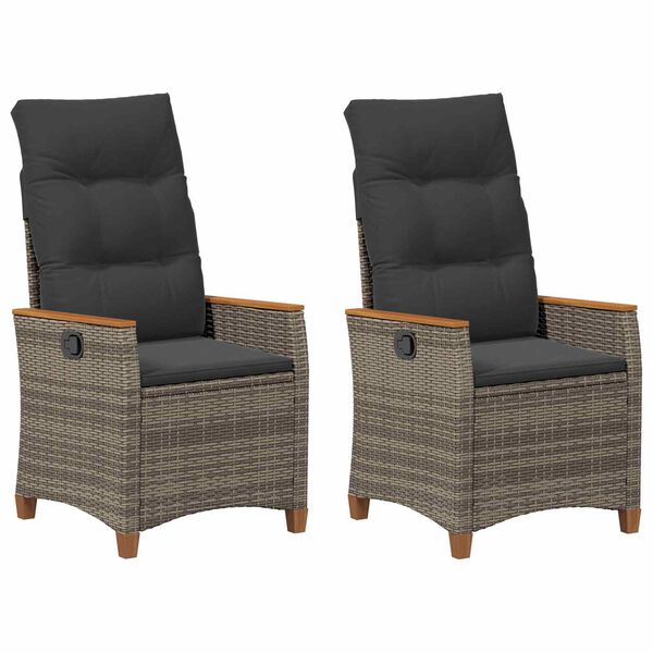 vidaXL Reclining Garden Chair Grey and Dark Grey 64 x 57.5 x 112 cm