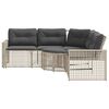 vidaXL Garden Sofa with Cushions and Footstool L-Shaped Light Grey Poly Rattan