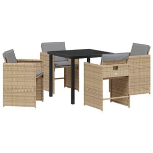 vidaXL Garden Dining Set 5 pcs Beige Poly Rattan
