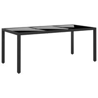 vidaXL Garden Table 190x90x75 cm Tempered Glass and Poly Rattan Black
