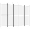 vidaXL 5-Panel Room Divider White 250x180 cm Fabric