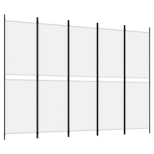 vidaXL 5-Panel Room Divider White 250x180 cm Fabric
