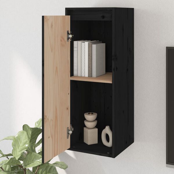 vidaXL Wall Cabinets 2 pcs Black 30x30x80 cm Solid Wood Pine