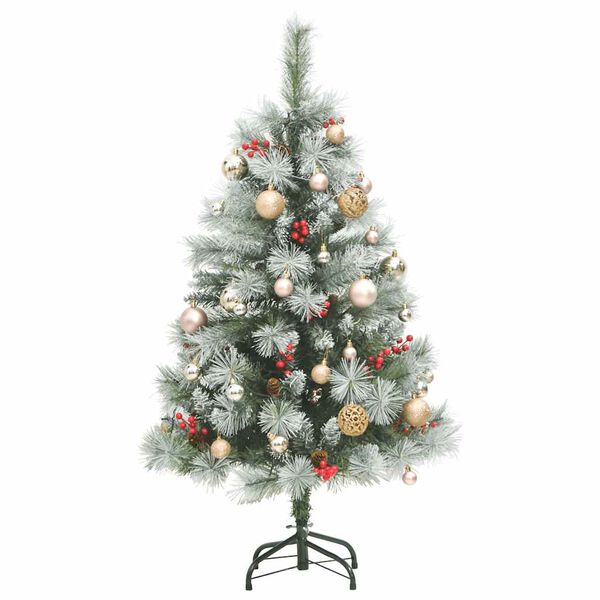 vidaXL Artificial Hinged Christmas Tree 150 LEDs & Ball Set 120 cm
