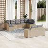 vidaXL 9 Piece Garden Sofa Set with Cushions Beige Poly Rattan