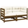 vidaXL Garden 2-Seater Sofa with Cushions Honey Brown Solid Pinewood
