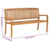 vidaXL Stacking Garden Bench with Cushion 159 cm Solid Teak Wood