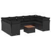 vidaXL 10 Piece Garden Sofa Set with Cushions Black Poly Rattan