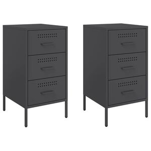 vidaXL Bedside Cabinet | Set of 2 | Black | Cold-rolled steel | Medium