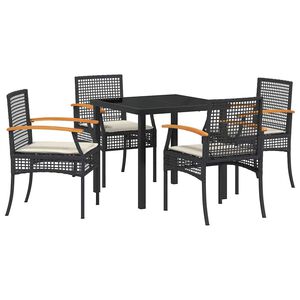 vidaXL Garden Dining Set 5 pcs Black Rattan