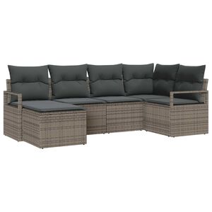 vidaXL Sofa Set with Cushion with Storage 6 pcs Grey Poly Rattan