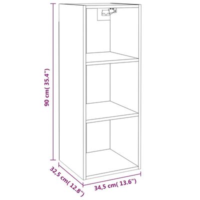 vidaXL Wall Cabinet Black 34.5x32.5x90 cm Engineered Wood