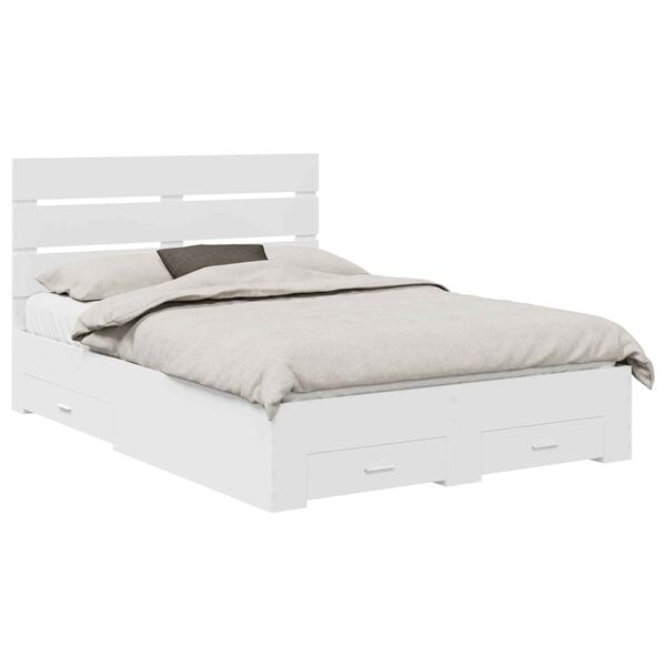 vidaXL Bed Frame with Drawer White 150 x 200 cm Engineered Wood
