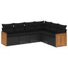 vidaXL 6 Piece Garden Sofa Set with Cushions Black Poly Rattan