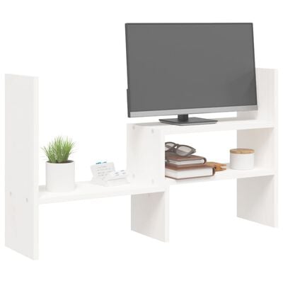 vidaXL Monitor Stand White (39-72)x17x43 cm Solid Wood Pine