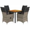 vidaXL 5 Piece Garden Dining Set with Cushions Grey Poly Rattan