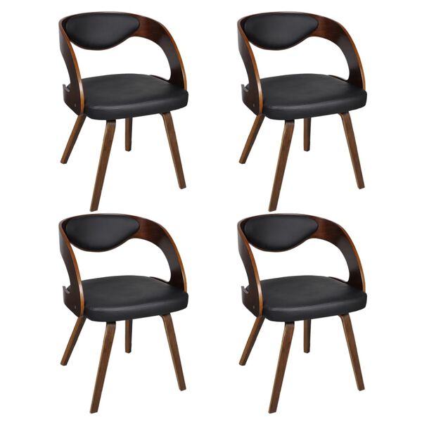 vidaXL Dining Chairs 4 pcs Brown Bent Wood and Faux Leather