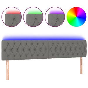 vidaXL LED Headboard Dark Grey 200 cm Fabric