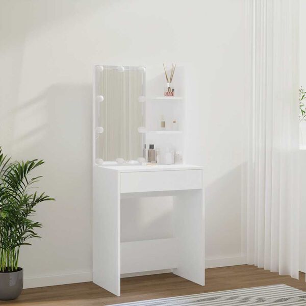vidaXL Dressing Table with LED White 60x40x140 cm