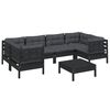 vidaXL 7 Piece Garden Lounge Set with Cushions Black Pinewood