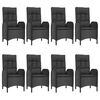 vidaXL 9 Piece Garden Dining Set with Cushions Black Poly Rattan