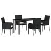 vidaXL Garden Dining Set 5 pcs Black Poly Rattan