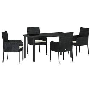 vidaXL Garden Dining Set 5 pcs Black Poly Rattan