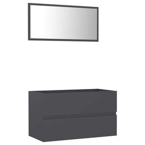 vidaXL Bathroom Furniture Set | Grey | Engineered wood, acrylic | Medium