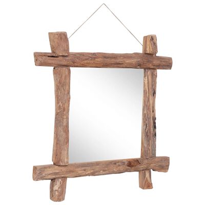 vidaXL Log Mirror Natural 70x70 cm Solid Reclaimed Wood