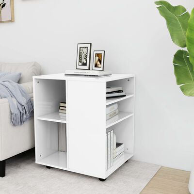 vidaXL Rolling Cabinet High Gloss White 60x53x72 cm Engineered Wood