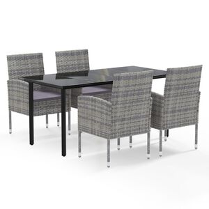 vidaXL 5 Piece Garden Dining Set with Cushions Anthracite Poly Rattan
