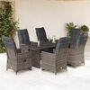 vidaXL 7 Piece Garden Bistro Set with Cushions Grey Poly Rattan