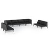 vidaXL 8 Piece Garden Lounge Set with Cushions Poly Rattan Dark Grey