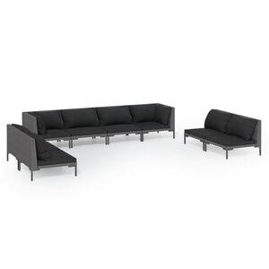 vidaXL 8 Piece Garden Lounge Set with Cushions Poly Rattan Dark Grey