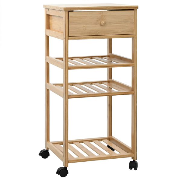 vidaXL Kitchen Trolley with Wheels Natural 37 x 36 x 80 cm Bamboo